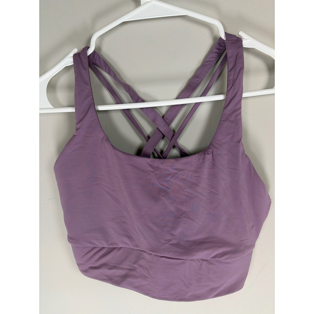 Lululemon Energy longline evolve Bra Purple Mauve Strappy Back Size S LW2EHUS